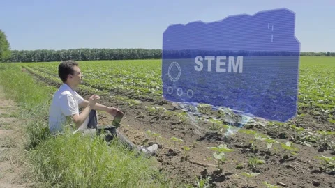 Man uses HUD STEM Stock Footage 154502681