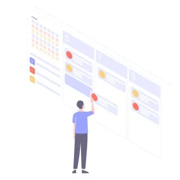 Man uses an online planner Ilustração Stock