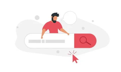 A man uses an online search engine. Concept vector illustration of people and Stock Illustration