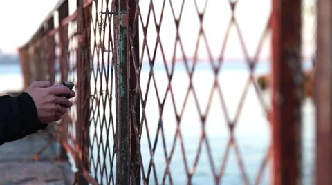 The man uses the phone Stock Footage 58209903