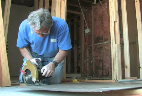 Man Uses Power Saw Stock Footage 284297