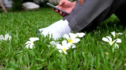 Man uses smartphone Stock Footage 64866231