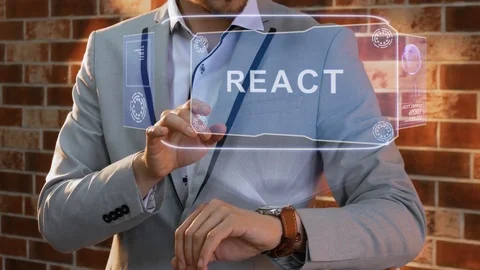Man uses smartwatch hologram React Stock-Footage 127009815