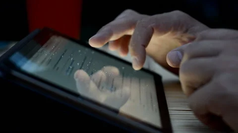 A man uses tablet. Stock Footage 65216414