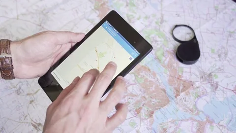 Man uses a tablet Stock Footage 74901093