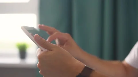 Man uses tablet at home. Stock Footage 221260870