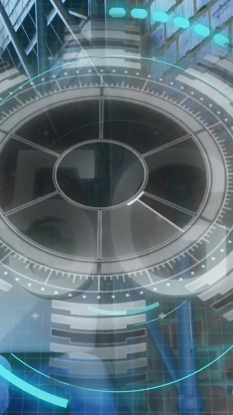 Man uses tech with 5G circle in futuristic photo. Stock Footage 344594109
