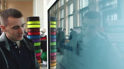 The Man Uses a Touch Screen Smart Tv Stock Footage 82021807