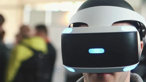 Man Uses Virtual Reality Glasses Stock Footage 82021865