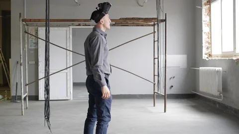 Man uses virtual reality glasses Stock Footage 92295109