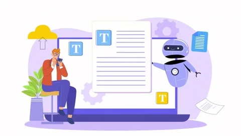 Man using AI chatbot for automated text content generation Stock Footage 334572455