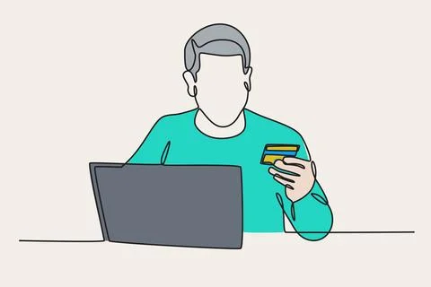 A man is using an ATM Stock Illustration