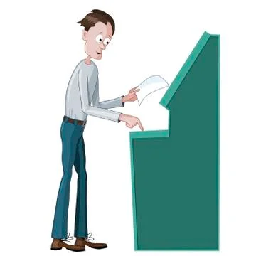 Man using an ATM machine. イラスト素材