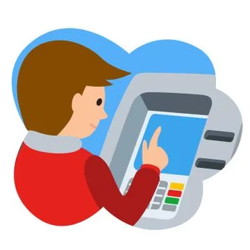 Man using ATM machine. Vector illustration of people icone in cloud isolated イラスト素材