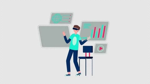 Man Using Augmented Reality Glasses Alpha Channel Stock Footage 287767707