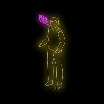 Man using augmented reality glasses watching hologram in metaverse Stockillustratie