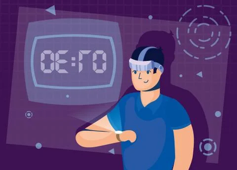 Man using augmented reality technology Stock Illustration