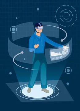 Man using augmented reality technology Stock Illustration