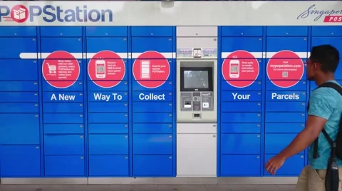 Man Using Automated Postal Machine Stock-Footage 54985163