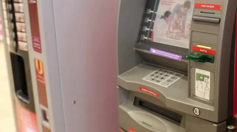 Man Using Automated Teller Machine Stock Footage 53028647
