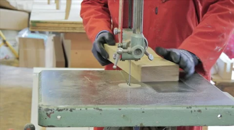 Man Using a Bandsaw Stock Footage 40329194