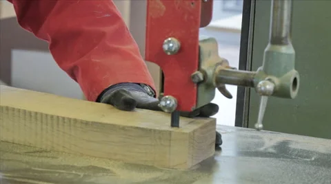 Man Using a Bandsaw Machine, Side Shot Video stock 40329210