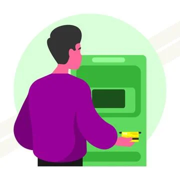 Man-using-bank-atm Stock Illustration