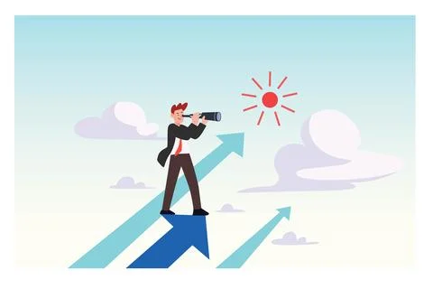 Man using binoculars cartoon. Stock Illustration