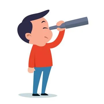 Man using binoculars cartoon. Stock Illustration