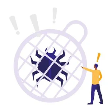 Man using bug animal with sphere planet Stock Illustration