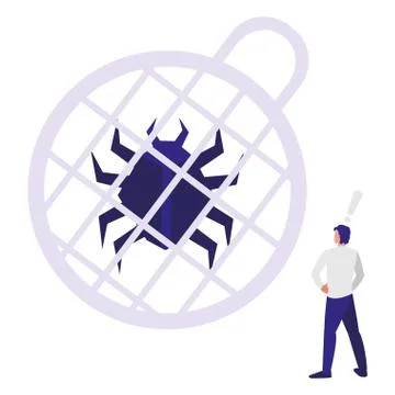 Man using bug animal with sphere planet Illustrazione stock