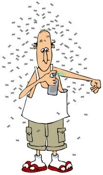 Man using bug spray Stock Illustration