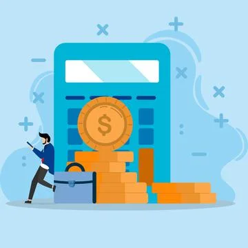 Man using a calculator Stock Illustration