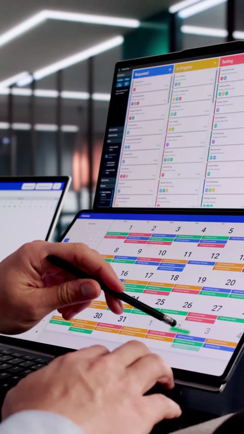 Man Using Calendar Software Stock Footage 326078721