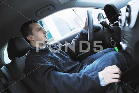 Man Using Car Navigation