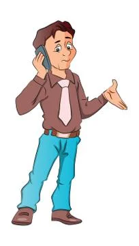 Man Using a Cellphone, illustration 库存插图