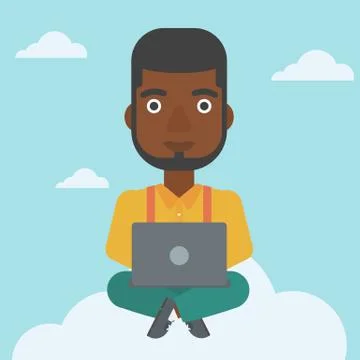 Man using cloud computing technology Stock Illustration