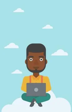 Man using cloud computing technology Stock Illustration