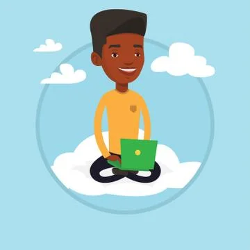 Man using cloud computing technology Stock Illustration