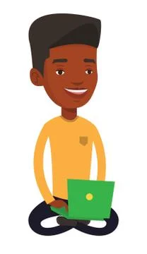 Man using cloud computing technology Stockillustratie