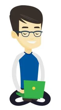 Man using cloud computing technology Stock Illustration