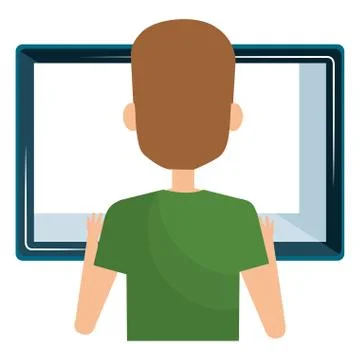 Man using computer desktop Stock Illustration