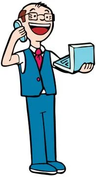 Man using computer Illustrazione stock