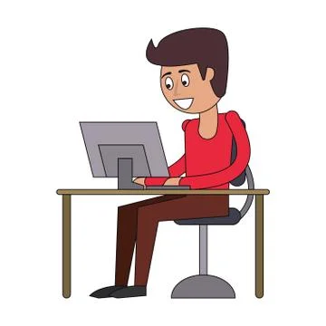 Man using computer Illustrazione stock