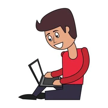 Man using computer Stock Illustration