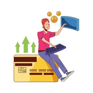 Man using computer イラスト素材