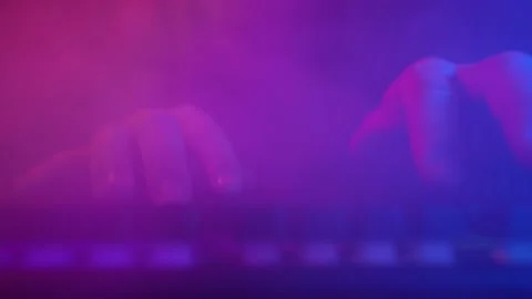 Man Using Computer Keyboard Code Website in Neon Lighting. Hacker and Cybercrime Stock Footage 231400010