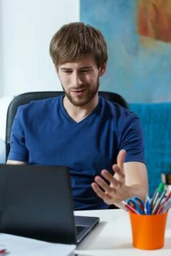 Man using computer for learning 写真素材