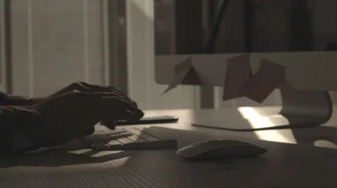 Man using computer mouse and typing on keyboard Stock Footage 63614992