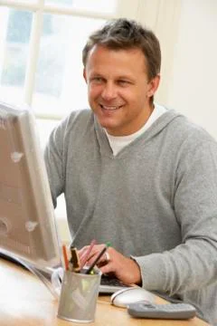Man Using Computer Stock Photos
